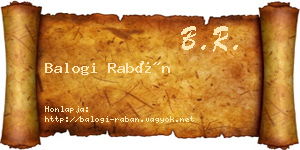 Balogi Rabán névjegykártya